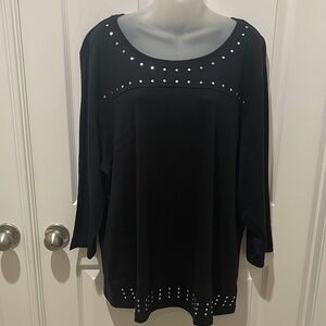 Karen Scott Black Studded Blouse